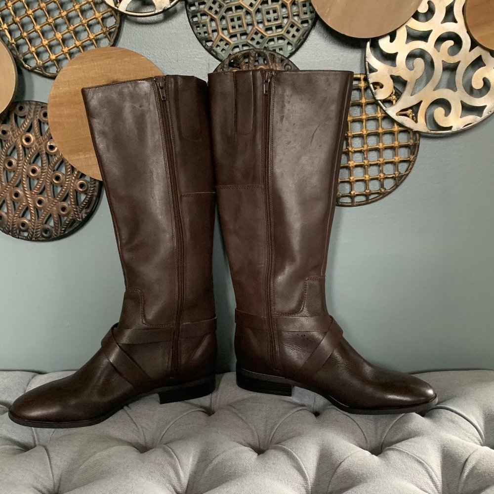 NINE WEST BLOGGER RIDING BOOTS ESPRESSO BROWN 10